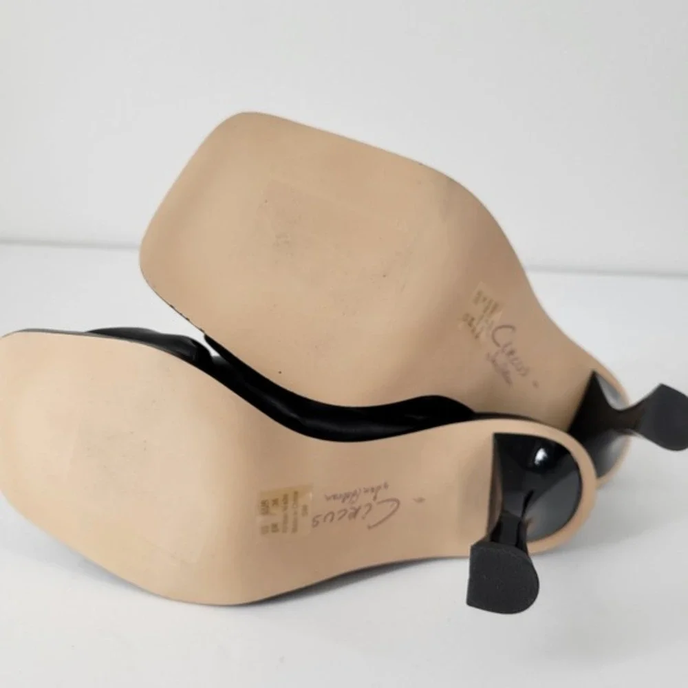 Sam Edelman Circus NY Black Square Toe Knot Heeled Mules Sandals Slip On Sz 6 - Picture 7 of 8